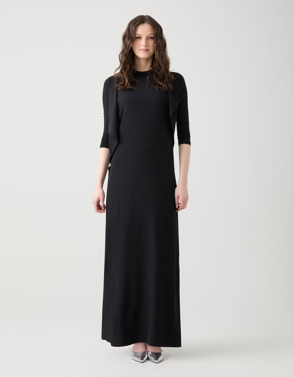 Sleeveless Maxi Dress with Assymetrical Accent Trim