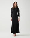 Jersey Maxi Dress with Tonal Patterned Satin Sleeves