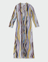 Cotton Button Front Wave Print Nightgown Lavender Multi
