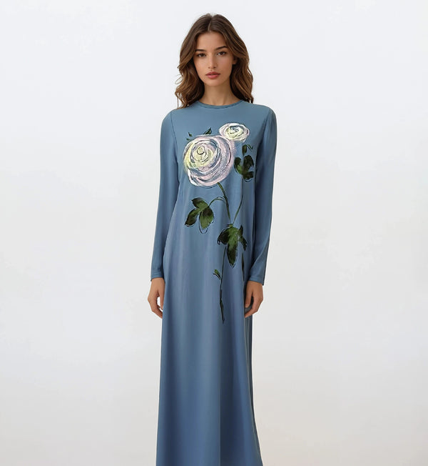 Floral Pull-On Nightgown – Elegant Comfort with Artistic Charm