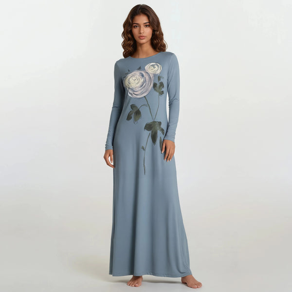 Floral Pull-On Nightgown – Elegant Comfort with Artistic Charm