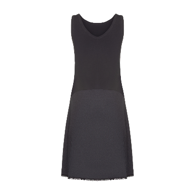 FK308 - reversible full slip, cotton top nylon bottom-Black-45"-32-Front-Gemsli Intimates