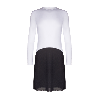 FK312 - long sleeve shell slip, with adjust-a-neck-Full Slips-White/Black-39"-30