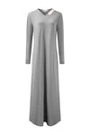 Color Block V-Neck Nightgown Gray Heather