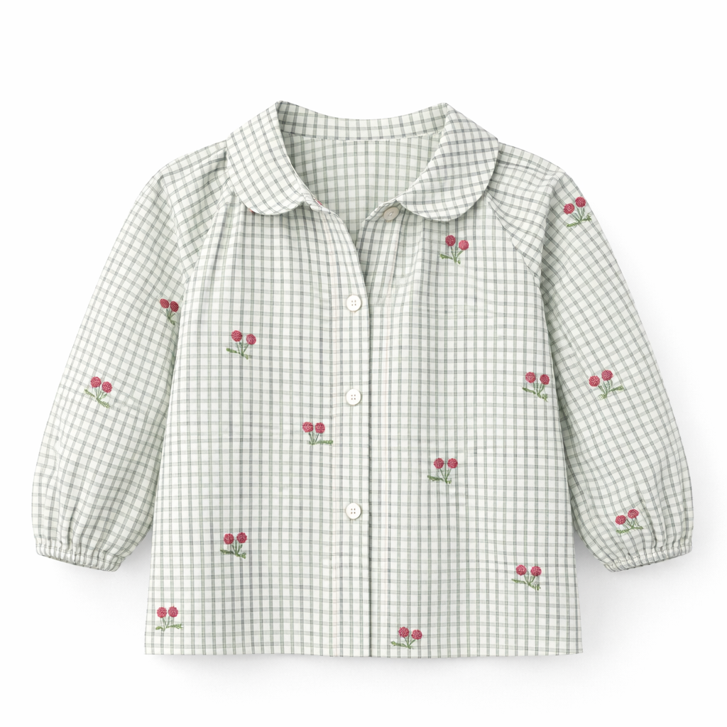 Round Collar Print Blouse