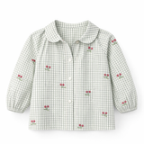 Round Collar Print Blouse