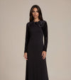 Black Velvet Bow Detail Maxi Dress
