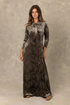Copper Velvet Tie Neck Maxi Dress