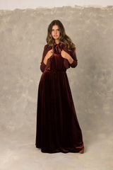 Plum Cardigan & Plum Velvet Maxi Dress 2-Piece Set