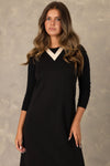 Black Contrast V-Neck Maxi Jumper