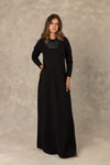 Black Pleated Collar Maxi Dress