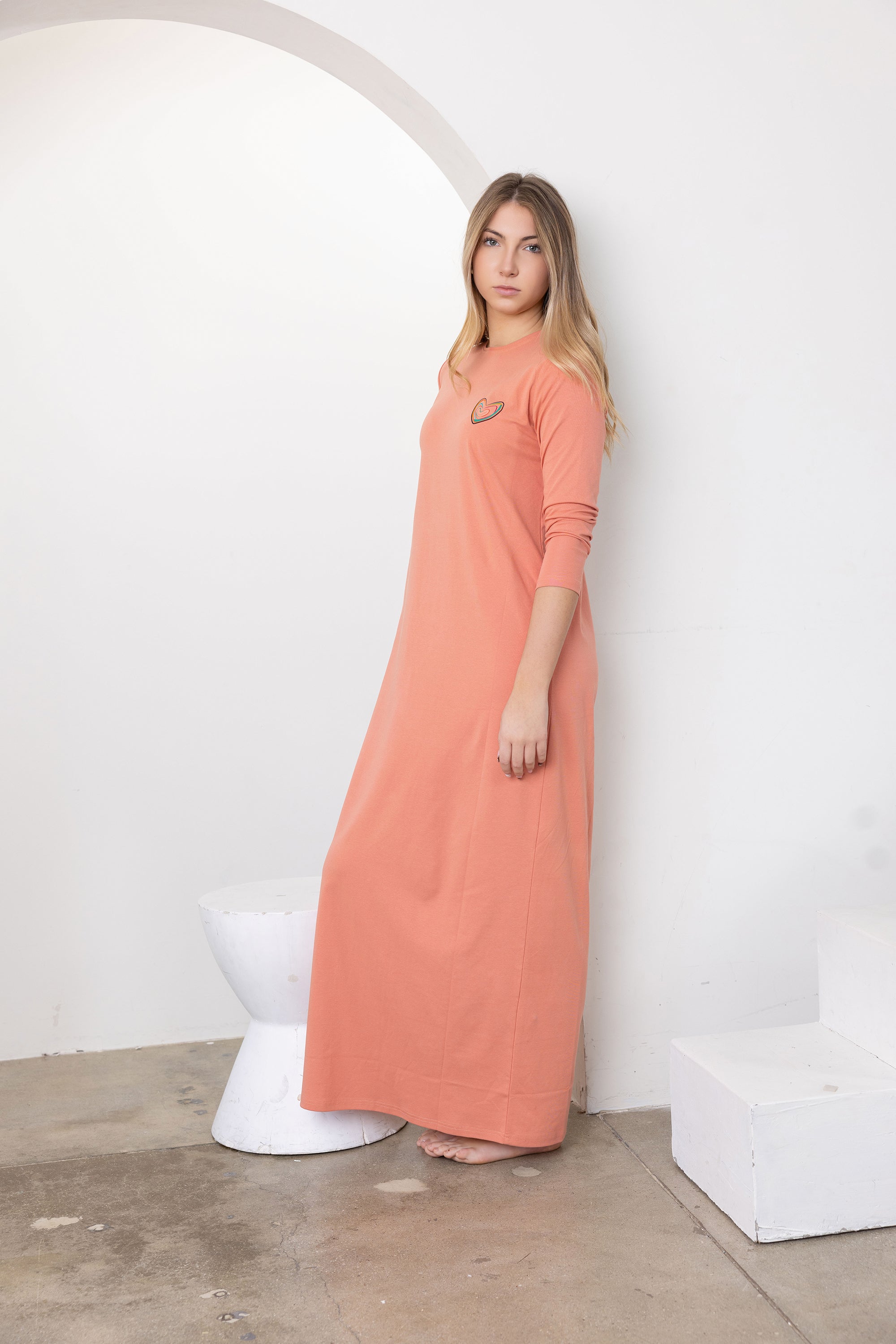 Rainbow Heart Peach Teen Nightgown