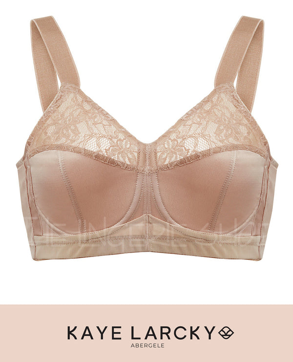 Abergele-Kaye Larcky 71140/4003 3X Size-Reduction Minimizer Smooth Satin Fabric+Lace Flattened Shaping Wide Supportive Elastic Straps