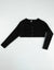 Kids Rib Knit Cropped Button Cardigan Black