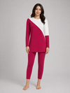 Diagonal Ivory Red Ribbed Tunic Set
