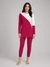 Diagonal Ivory Red Ribbed Tunic Set