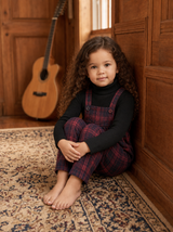 Burgundy Plaid Suspender Romper