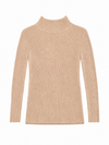 Beige ribbed mock turtleneck sweater for toddlers, kids and preteens.