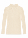 Ivory ribbed mock turtleneck sweater for toddlers, kids and preteens.