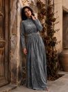 KAIA Silver Mist Belted Maxi Dress