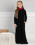 Girls Jersey Maxi Dress Shabbos Robe with Contrast Turtle Neck Black Red