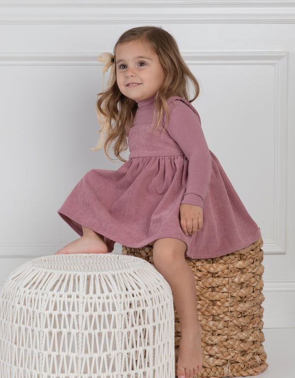 Toddler Girl Corduroy Playwear Set with Matching Turtleneck Pink