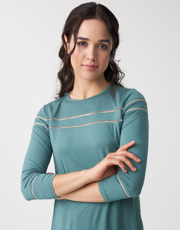 Soft Pajama Legging Set with Vertical Trim Light Sage