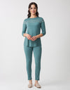 Soft Pajama Legging Set with Vertical Trim Light Sage