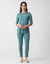Soft Pajama Legging Set with Vertical Trim Light Sage