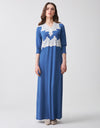 Lace Trimmed V-Neck Nightgown with Front Buttons Azure