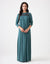 Pull On Lace Trimmed Pleated Nightgown Teal Green