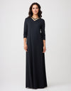 Pull On Nightgown with Satin Trimmed Vneck Black Gold