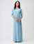 Layered Nursing Nightgown with Vneck Lace Soft Blue