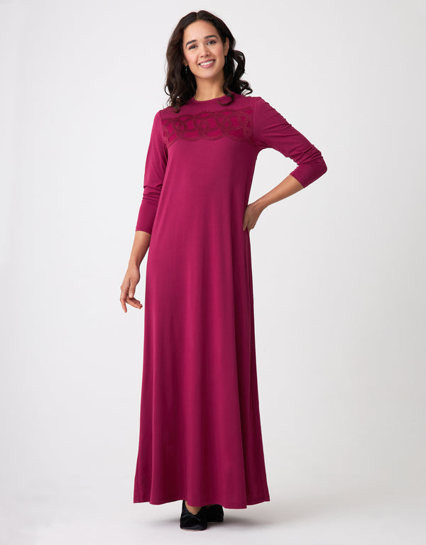 Linked Circles Lace Trimmed Nightgown New Wine