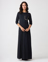 Satin Trimmed Nightgown with Pocket Black Gold
