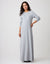 Satin Trimmed Nightgown with Pocket Gray Ivory