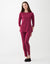 Satin Trimmed Soft Pajama Legging Set with Pocket Berry