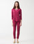Soft Pajama Legging Set with Satin Trimmed Vneck New Wine