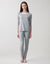 Soft Pajama Legging Set with Square Cut Satin Neckline Gray