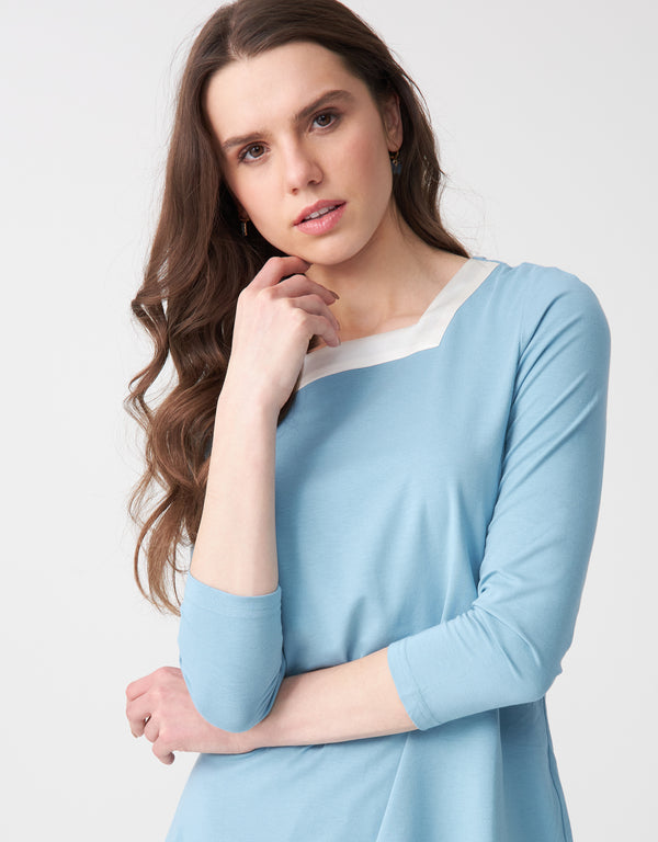 Soft Pajama Legging Set with Square Cut Satin Neckline Mint