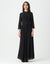Lined Organza Maxi Dress Shabbos Robes with Pearl Buttons and Ruffle Black