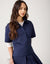 Button Placket Hi-Low Shirt with Breast Pocket Navy