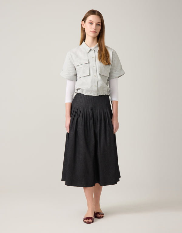 Seersucker Bubble Safari Shirt Grey