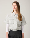 Seersucker Bubble Safari Shirt Grey