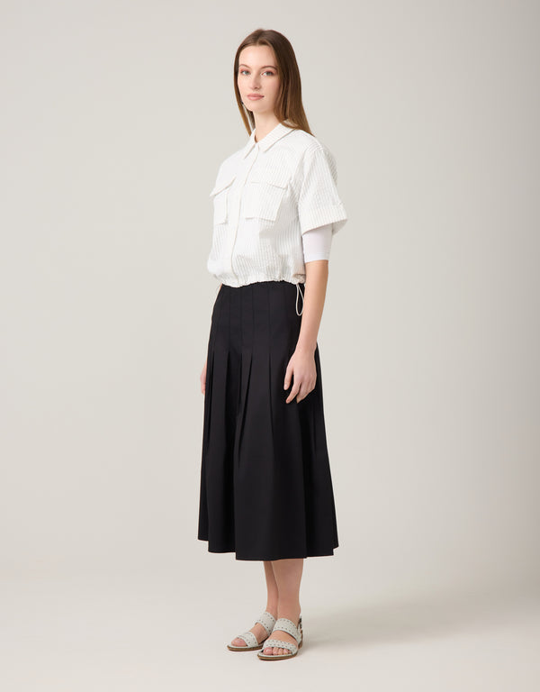 Seersucker Bubble Safari Shirt Ivory