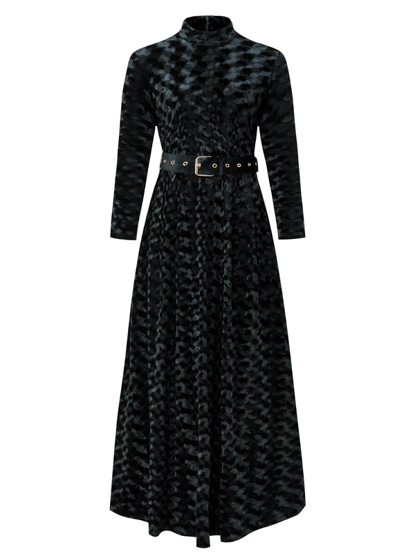 Black Textured Velvet Maxi Dress