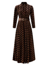 Brown Textured Velvet Maxi Dress
