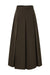 Dark Brown A-Line Midi Skirt With Pockets