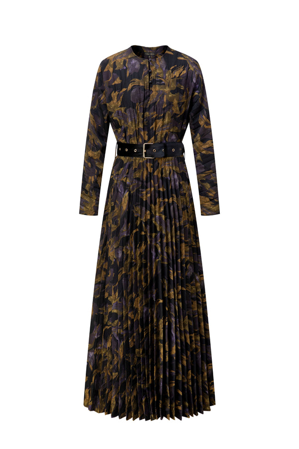 Printed Pleated Maxi Dress