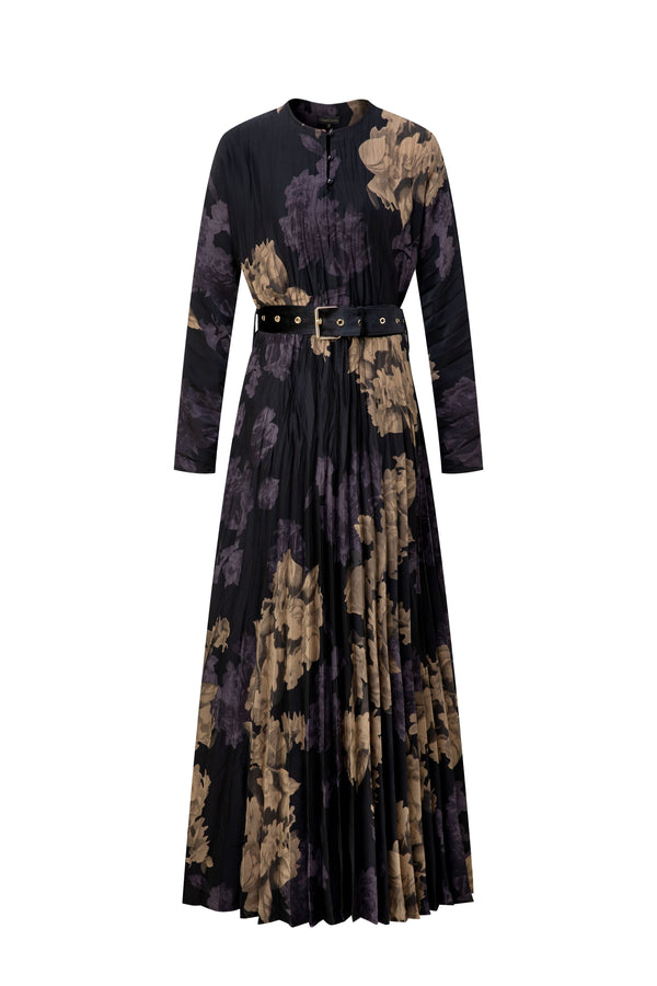 Printed Pleated Maxi Dress
